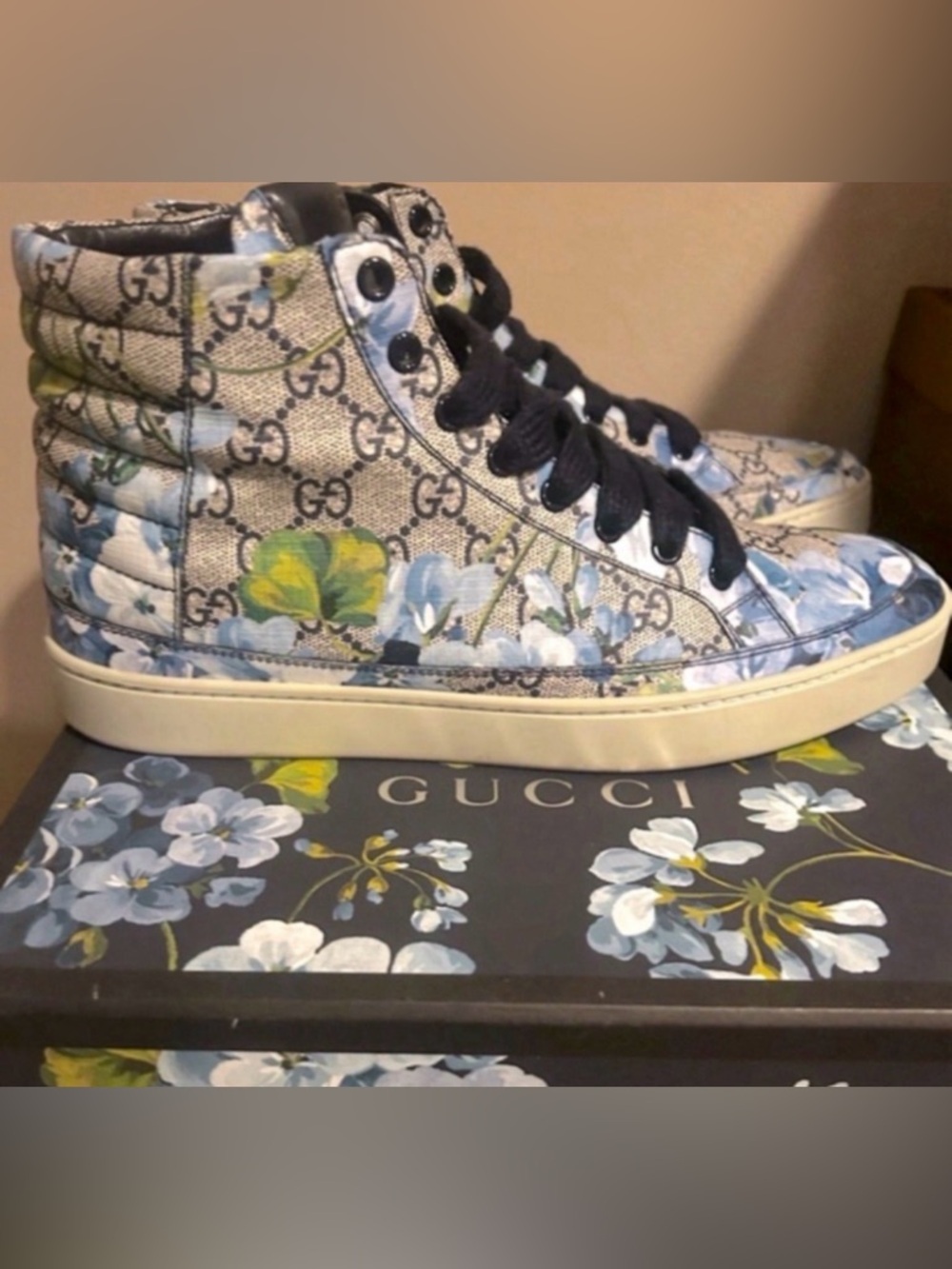 EUC [Gucci] Authenticated Bloom GG Floral High Top Sneakers Men’s US 8.5 w/ Box - Picture 5 of 16